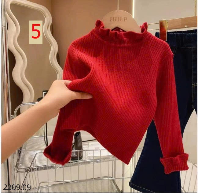 25HA2209.09 - ÁO LEN CỔ VIỀN BÈO BÉ GÁI