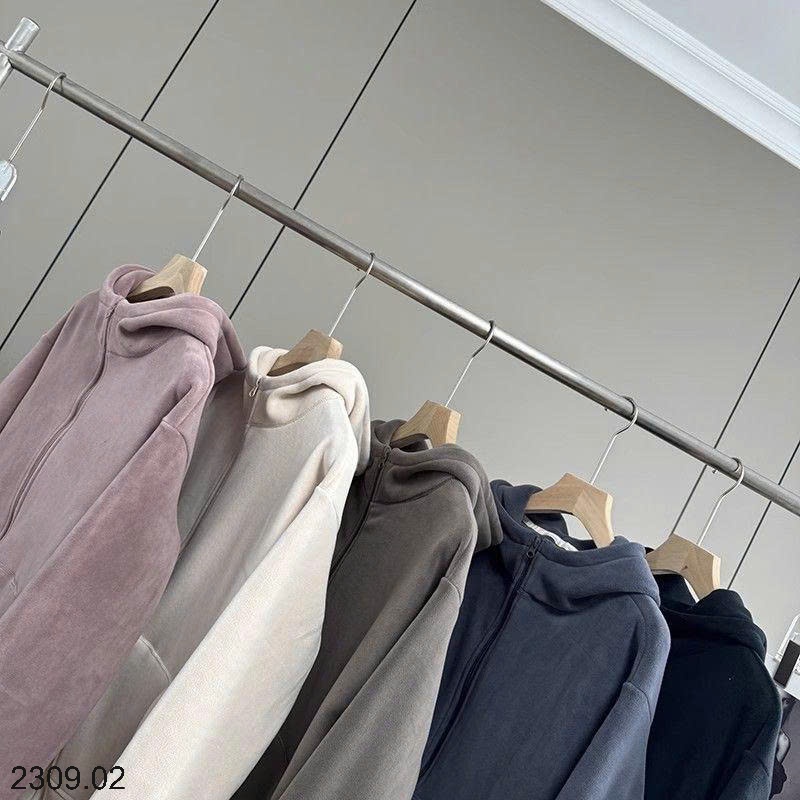 25HA2309.02 - ÁO KHOÁC CARDIGAN NỈ NHUNG DÀY ẤM ÁP CÓ MŨ TRÙM ĐẦU