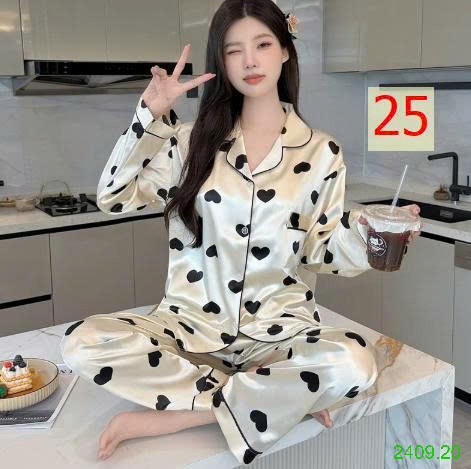 25HA2409.20 - BỘ LỤA PIZAMA DÀI TAY NỮ