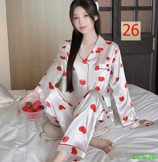 25HA2409.20 - BỘ LỤA PIZAMA DÀI TAY NỮ