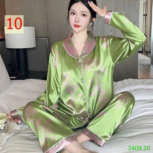 25HA2409.20 - BỘ LỤA PIZAMA DÀI TAY NỮ