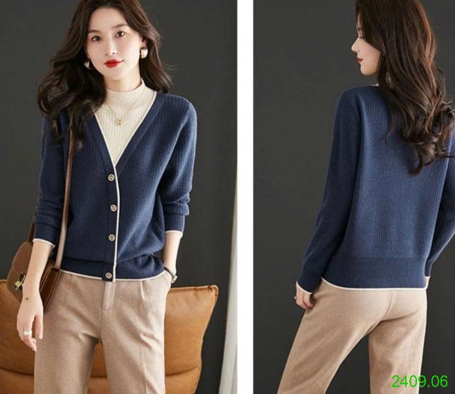 25HA2409.06 - ÁO LEN DỆT KIM CỔ CAO GIẢ 2 ÁO