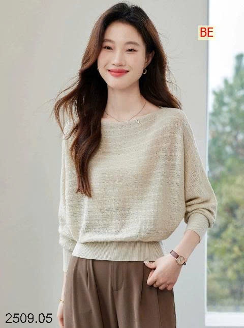 25HA2509.05 - ÁO LEN DỆT KIM TAY CÁNH DƠI