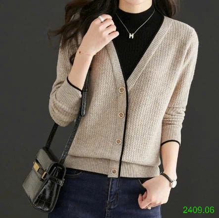 25HA2409.06 - ÁO LEN DỆT KIM CỔ CAO GIẢ 2 ÁO