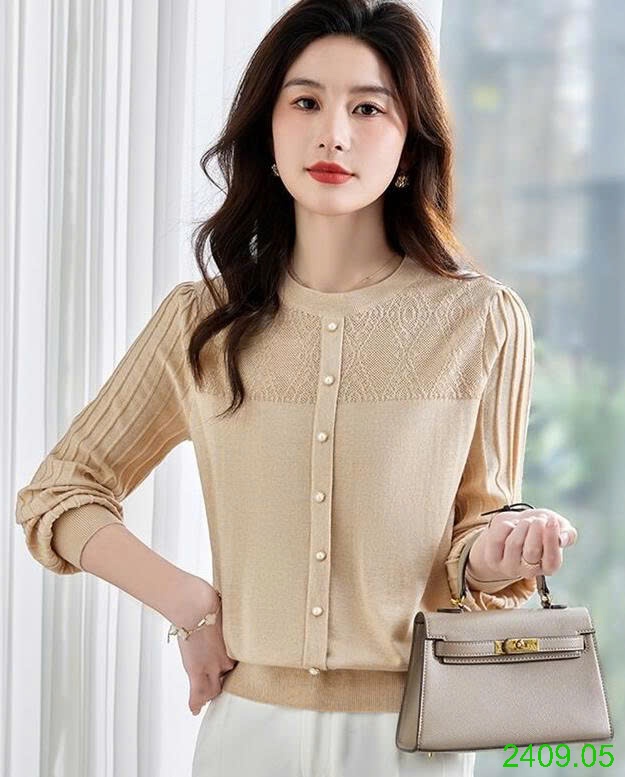 25HA2409.05 - ÁO DỆT KIM TAY PHỒNG
