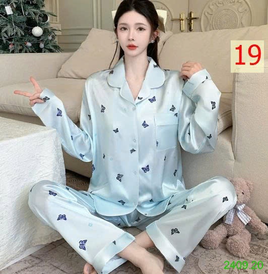 25HA2409.20 - BỘ LỤA PIZAMA DÀI TAY NỮ