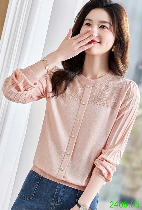 25HA2409.05 - ÁO DỆT KIM TAY PHỒNG