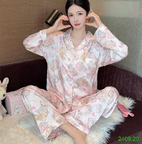 25HA2409.20 - BỘ LỤA PIZAMA DÀI TAY NỮ