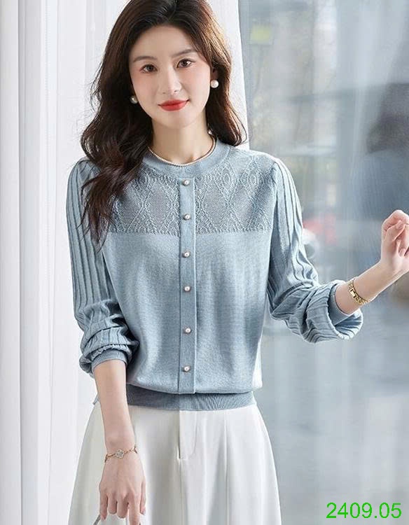25HA2409.05 - ÁO DỆT KIM TAY PHỒNG