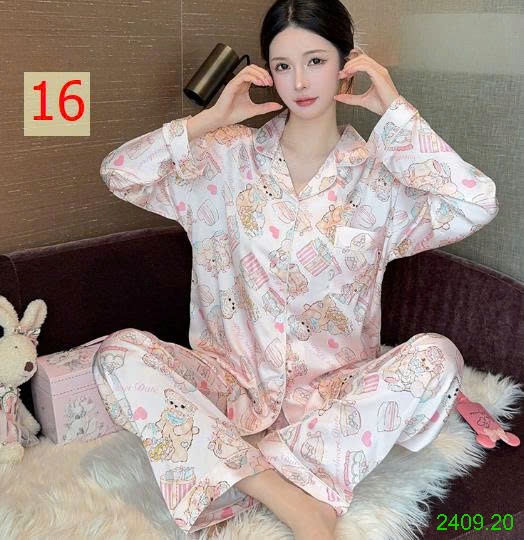 25HA2409.20 - BỘ LỤA PIZAMA DÀI TAY NỮ