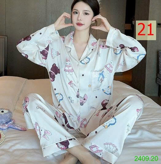 25HA2409.20 - BỘ LỤA PIZAMA DÀI TAY NỮ