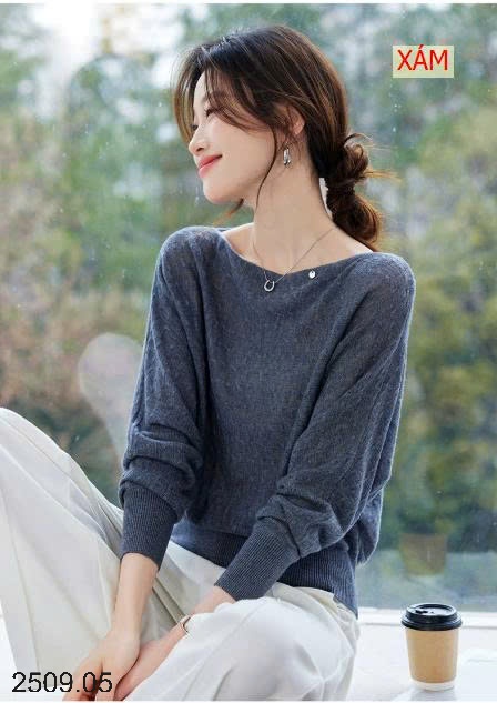 25HA2509.05 - ÁO LEN DỆT KIM TAY CÁNH DƠI