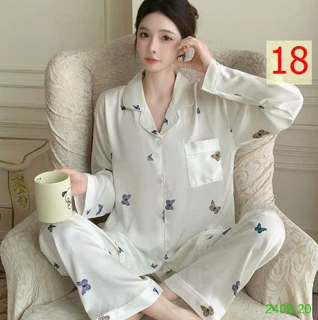 25HA2409.20 - BỘ LỤA PIZAMA DÀI TAY NỮ