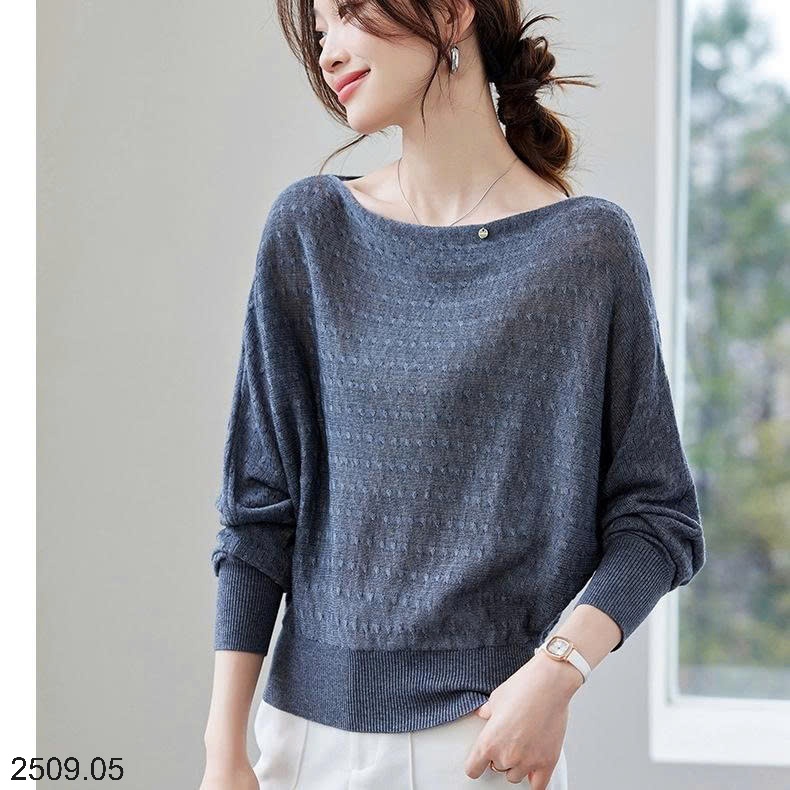 25HA2509.05 - ÁO LEN DỆT KIM TAY CÁNH DƠI