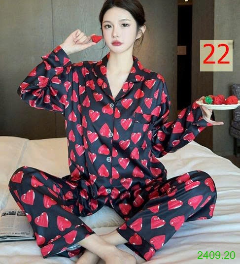 25HA2409.20 - BỘ LỤA PIZAMA DÀI TAY NỮ
