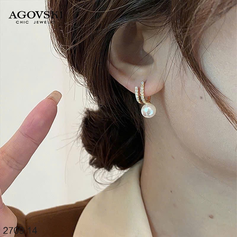 25HA2709.14 - BÔNG TAI ĐÍNH ĐÁ NGỌC TRAI AGOVSKI