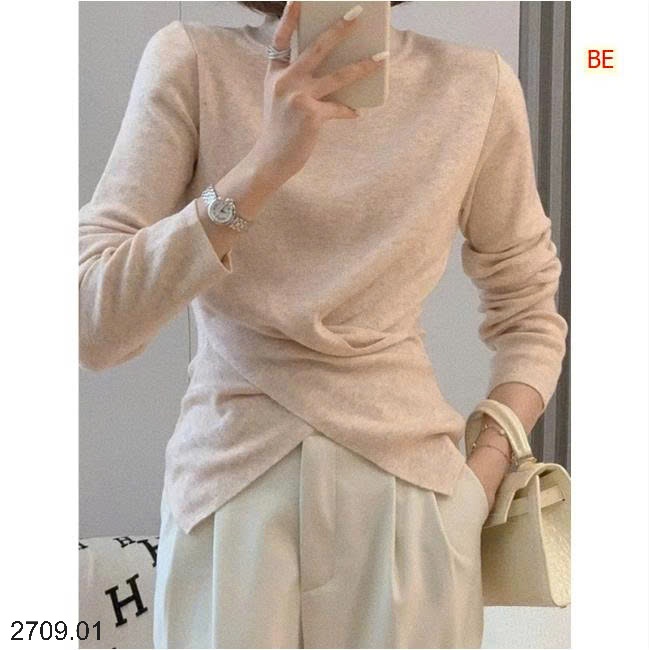 25HA2709.01 - ÁO LEN ĐAN VẠT CHÉO