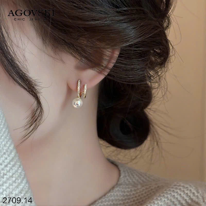25HA2709.14 - BÔNG TAI ĐÍNH ĐÁ NGỌC TRAI AGOVSKI