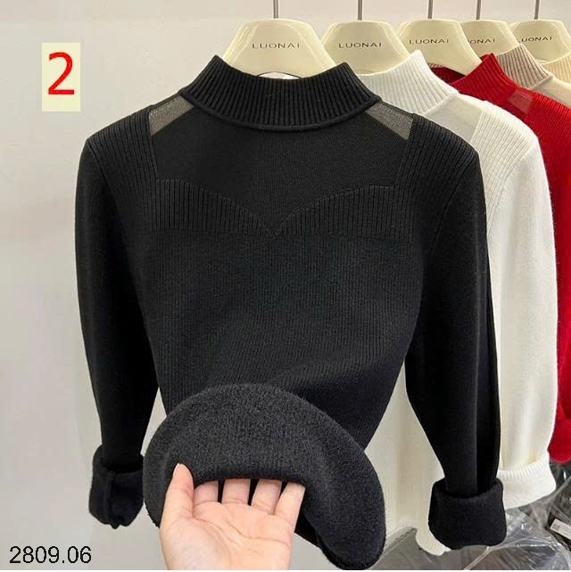 25HA2809.06 - ÁO LEN GIỮ NHIỆT CỔ LƯỚI LÓT LÔNG