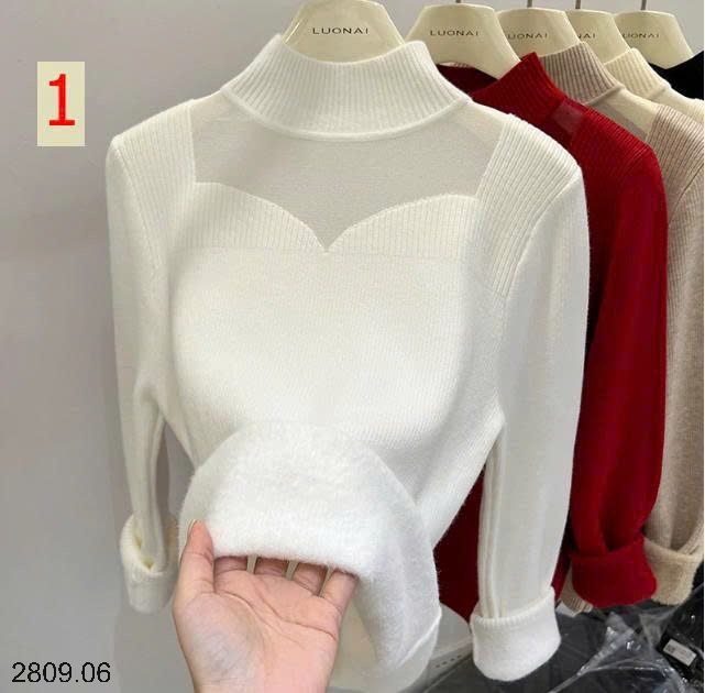 25HA2809.06 - ÁO LEN GIỮ NHIỆT CỔ LƯỚI LÓT LÔNG