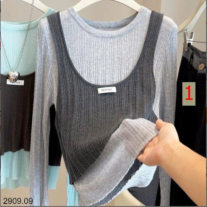 25HA2909.09 - SET ÁO LEN 2 CHI TIẾT NHÀ ANNA