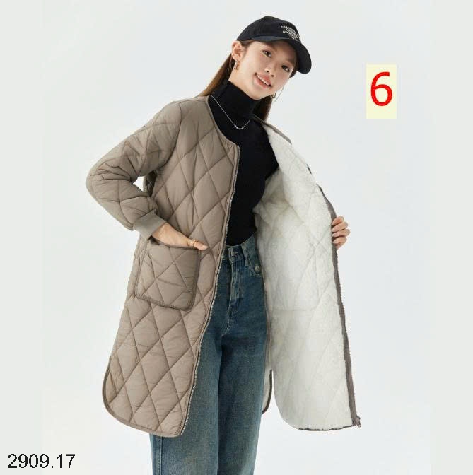25HA2909.17 - ÁO PHAO TRẦN TRÁM DÁNG DÀI KHÔNG CỔ