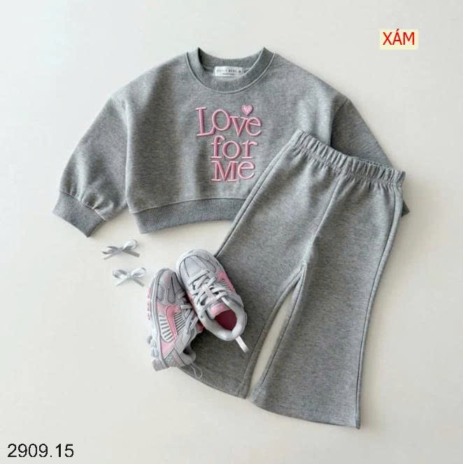 25HA2909.15 - BỘ NỈ BÉ GÁI LOVE FOR ME