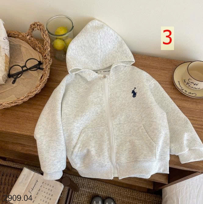 25HA2909.04 - ÁO KHOÁC CARDIGAN KÉO KHÓA MŨ TRÙM ĐẦU MỎNG NHẸ CHO BÉ