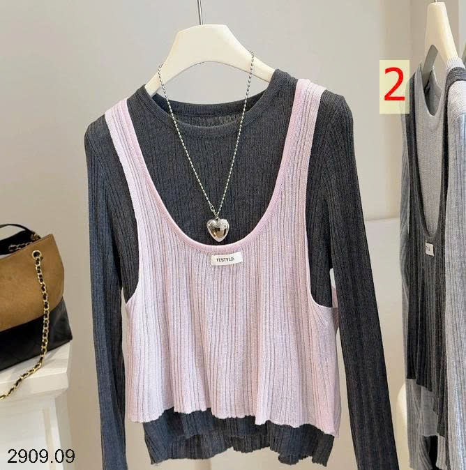 25HA2909.09 - SET ÁO LEN 2 CHI TIẾT NHÀ ANNA