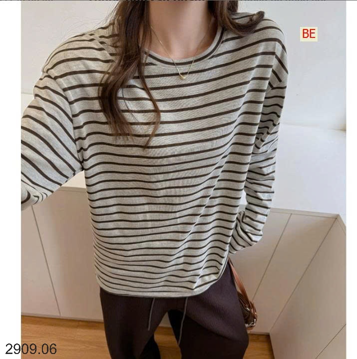 25HA2909.06 - ÁO KẺ DÀI TAY NỮ
