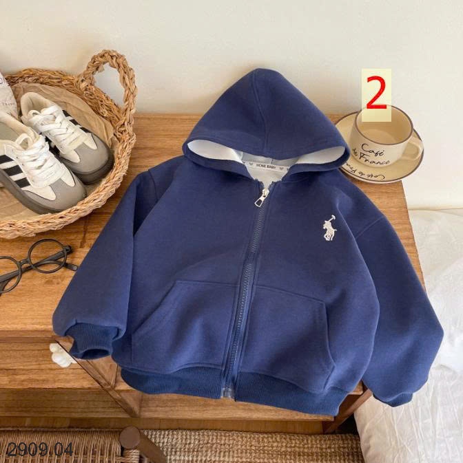 25HA2909.04 - ÁO KHOÁC CARDIGAN KÉO KHÓA MŨ TRÙM ĐẦU MỎNG NHẸ CHO BÉ