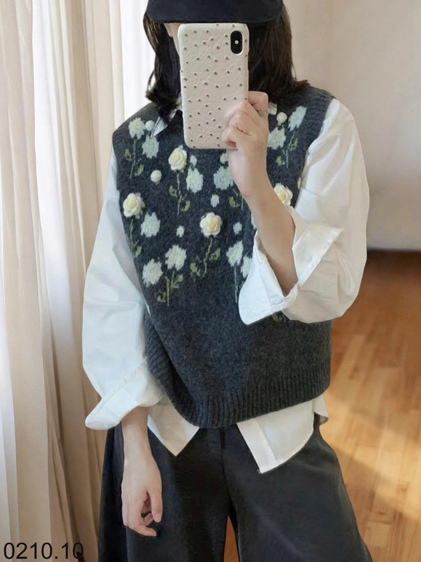 25HA0210.10 - SET SƠ MI KÈM GILE LEN THÊU HOA NHÀ ANNA