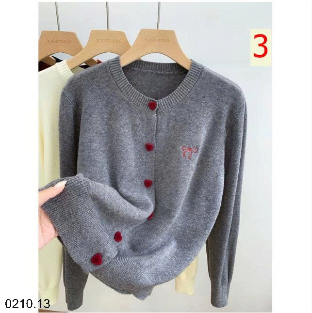 25HA0210.13 - ÁO CARDIGAN THÊU NƠ CÚC TIM CHO NỮ