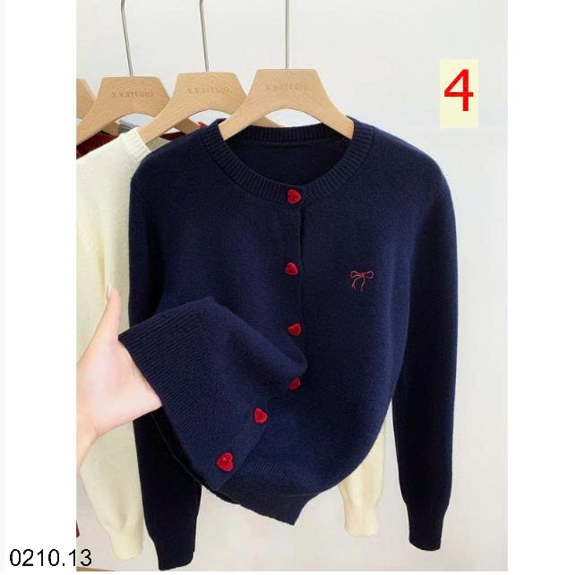 25HA0210.13 - ÁO CARDIGAN THÊU NƠ CÚC TIM CHO NỮ