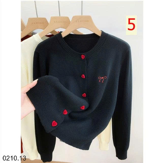 25HA0210.13 - ÁO CARDIGAN THÊU NƠ CÚC TIM CHO NỮ
