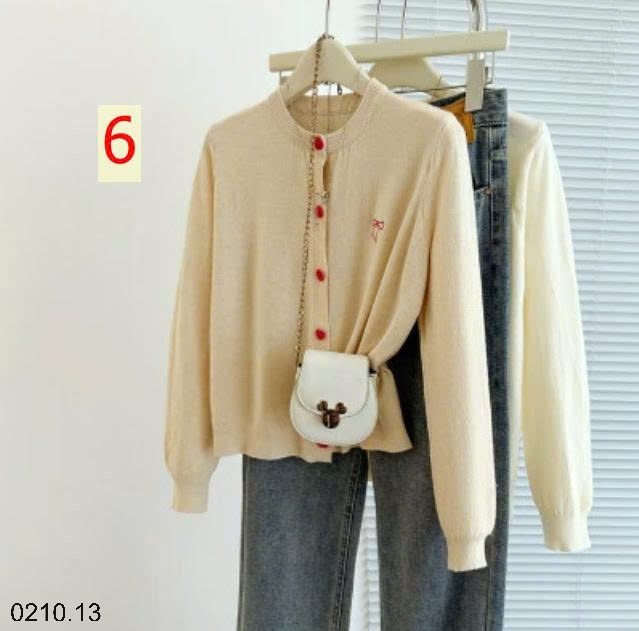 25HA0210.13 - ÁO CARDIGAN THÊU NƠ CÚC TIM CHO NỮ