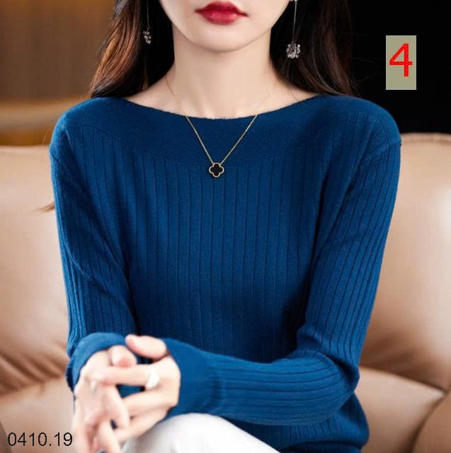 25HA0410.19 - ÁO LEN DỆT KIM CỔ THUYỀN