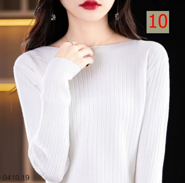 25HA0410.19 - ÁO LEN DỆT KIM CỔ THUYỀN