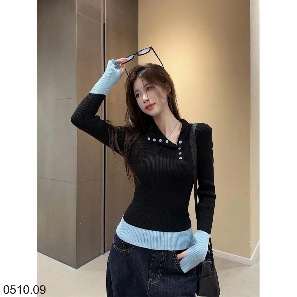 25HA0510.09 - ÁO LEN CỔ BẺ KIỂU MỚI