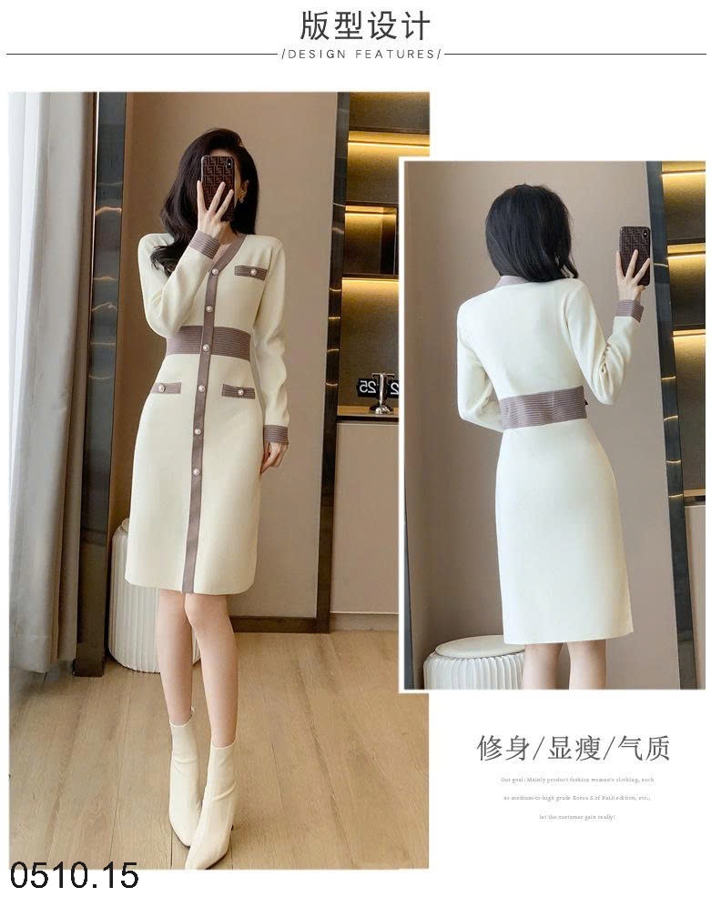 25HA0510.15 - BỘ SƯU TẬP VÁY LEN QUẢNG CHÂU CHO NỮ