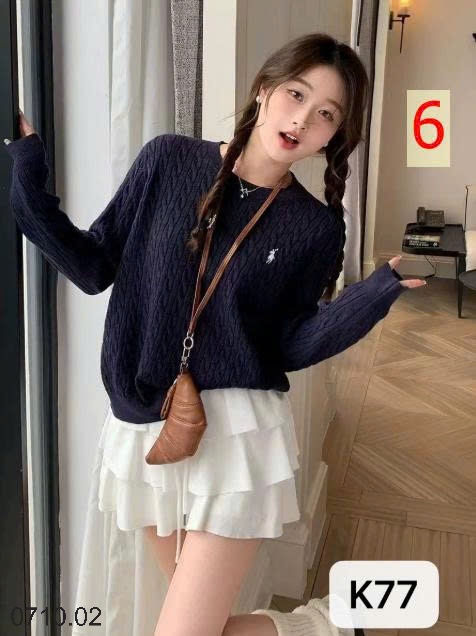 25HA0710.02 - ÁO LEN VẶN THỪNG THÊU HÌNH NGỰA CHO NỮ