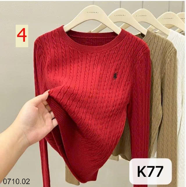 25HA0710.02 - ÁO LEN VẶN THỪNG THÊU HÌNH NGỰA CHO NỮ