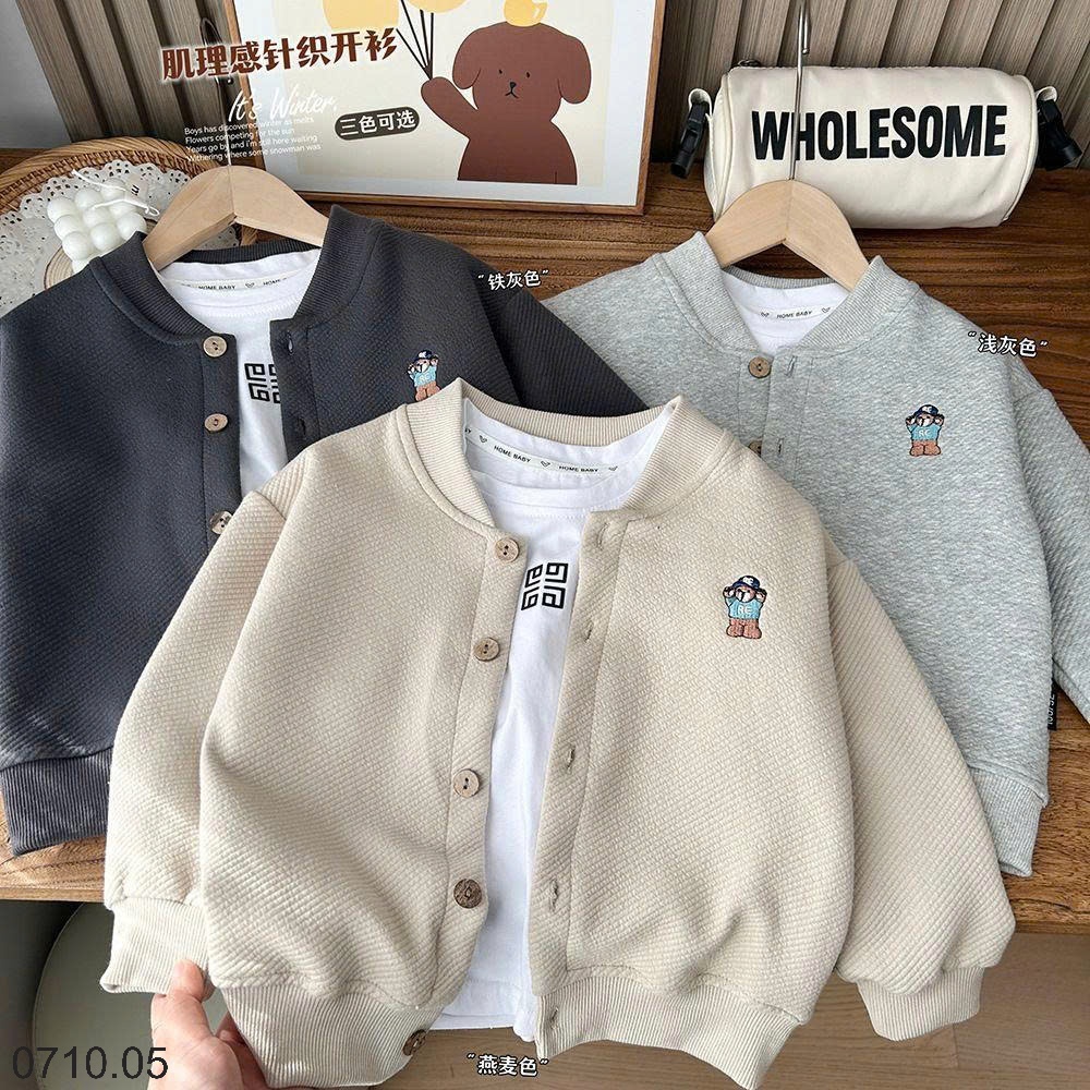 25HA0710.05 - ÁO KHOÁC CARDIGAN HÌNH GẤU HÀN QUỐC BÉ TRAI