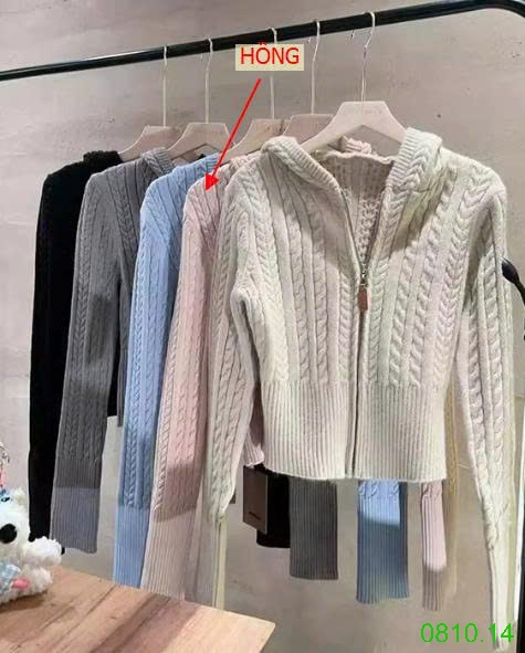 25HA0810.14 - ÁO CARDIGAN DỆT KIM CÓ MŨ TRÙM ĐẦU