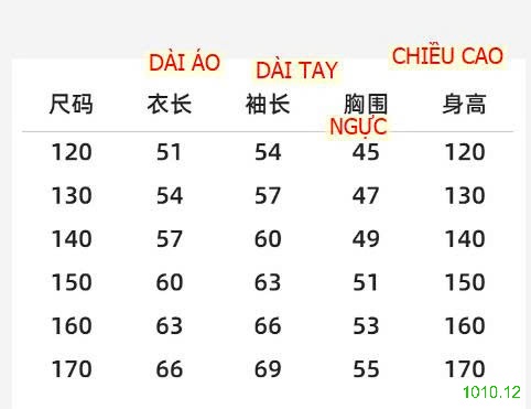 25HA1010.12 - ÁO GIỮ NHIỆT SIZE ĐẠI QUẢNG CHÂU CHO BÉ