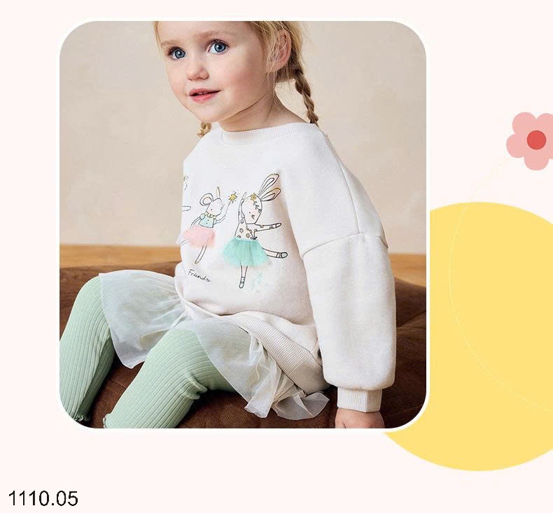 25HA1110.05 - BỘ NỈ BÉ GÁI LÓT LÔNG LITTLE MAVEN