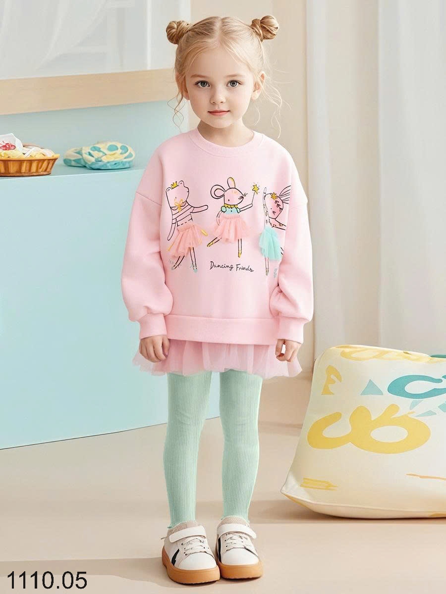 25HA1110.05 - BỘ NỈ BÉ GÁI LÓT LÔNG LITTLE MAVEN