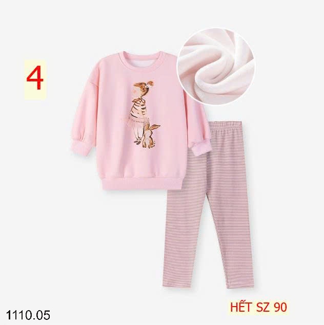 25HA1110.05 - BỘ NỈ BÉ GÁI LÓT LÔNG LITTLE MAVEN