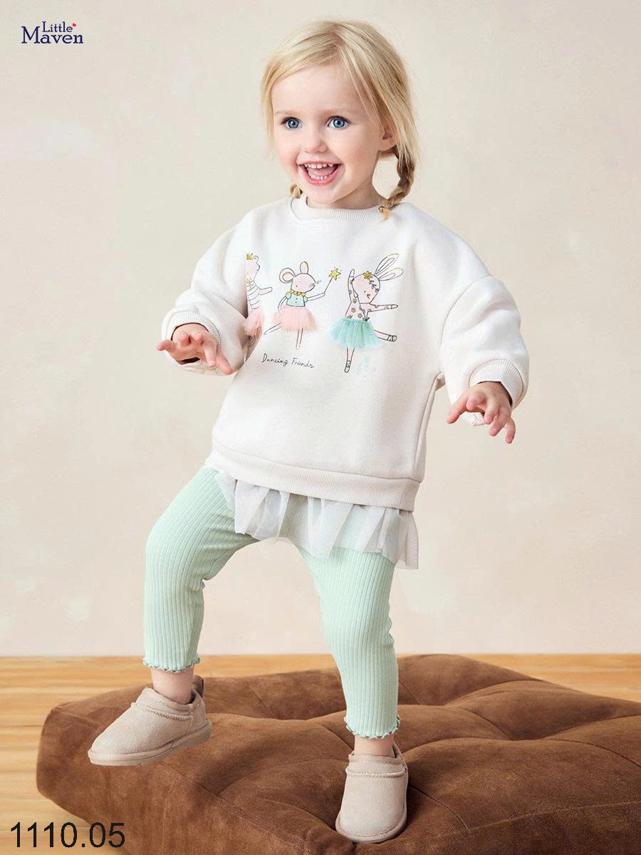 25HA1110.05 - BỘ NỈ BÉ GÁI LÓT LÔNG LITTLE MAVEN