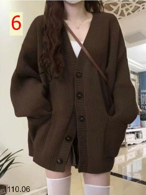 25HA1110.06 - ÁO LEN CARDIGAN CỔ V CHO NỮ